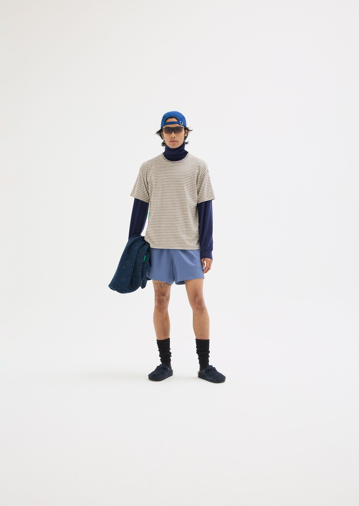 District Vision Short Sleeve Stripe Tee Men Yellow Stripe