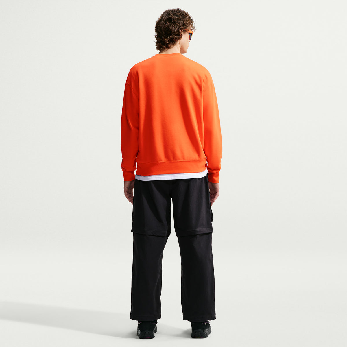 ACG Tuff Fleece Men's Dri FIT Crew Neck Sweatshirt in Safety Orange/White