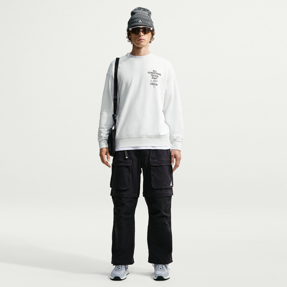 ACG Tuff Fleece Men's Dri FIT Crew Neck Sweatshirt in Summit White/Black