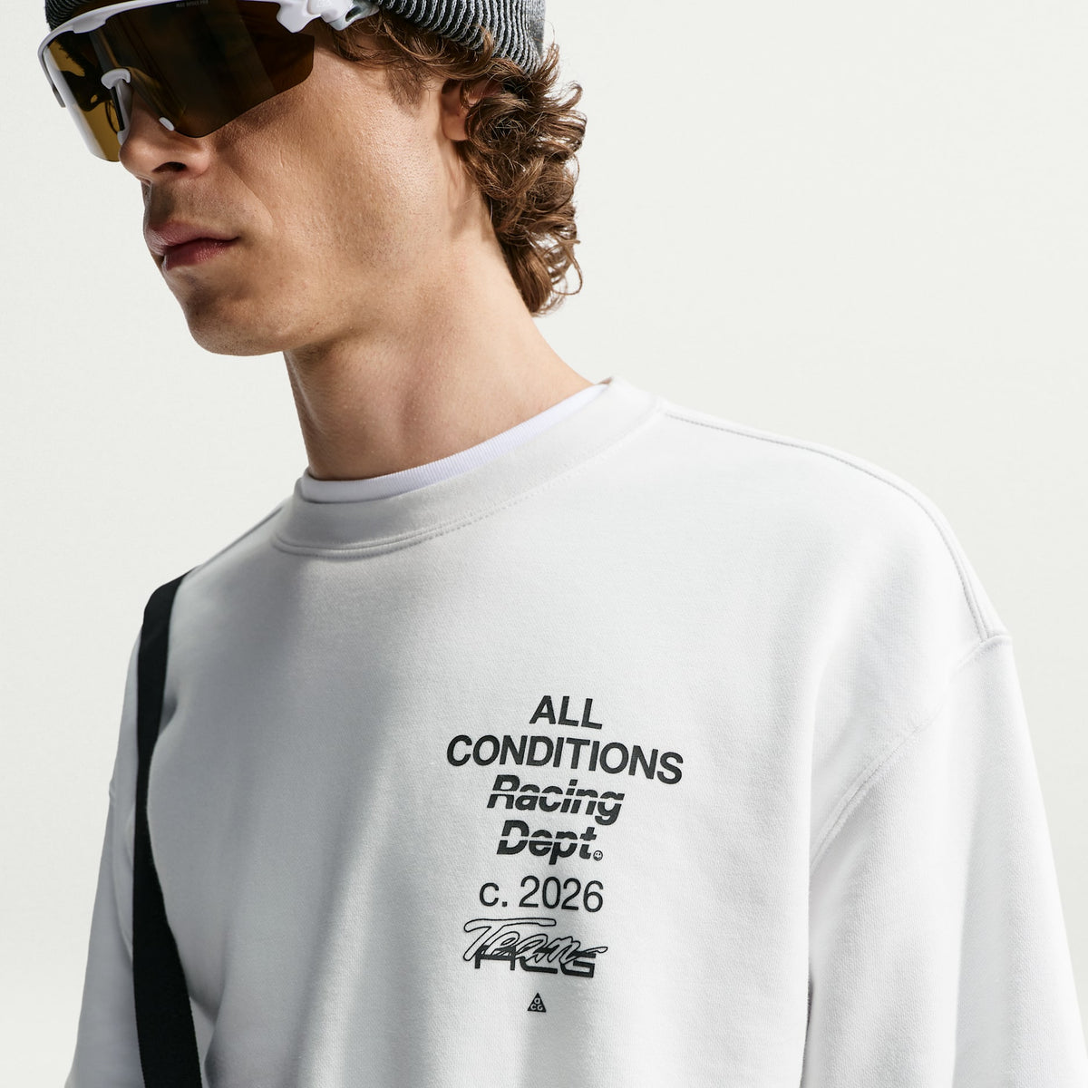 ACG Tuff Fleece Men's Dri FIT Crew Neck Sweatshirt in Summit White/Black